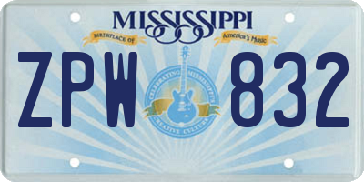 MS license plate ZPW832
