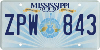 MS license plate ZPW843