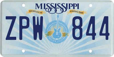 MS license plate ZPW844
