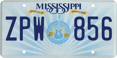 MS license plate ZPW856