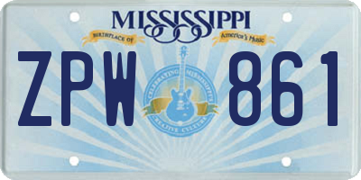 MS license plate ZPW861