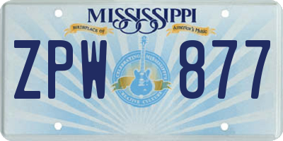 MS license plate ZPW877