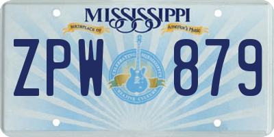MS license plate ZPW879