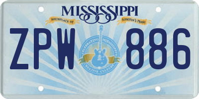 MS license plate ZPW886