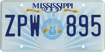 MS license plate ZPW895