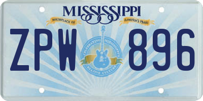 MS license plate ZPW896