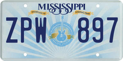 MS license plate ZPW897