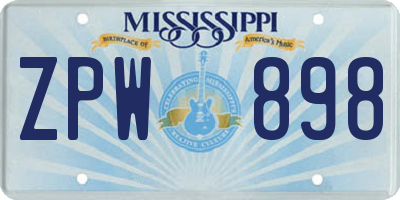 MS license plate ZPW898
