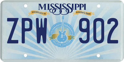MS license plate ZPW902