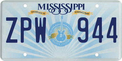 MS license plate ZPW944