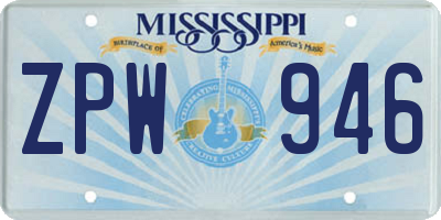MS license plate ZPW946