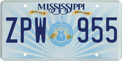 MS license plate ZPW955