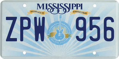 MS license plate ZPW956