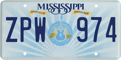 MS license plate ZPW974