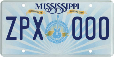 MS license plate ZPX000