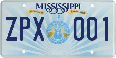 MS license plate ZPX001