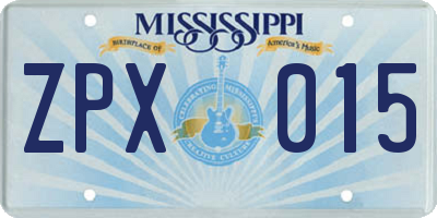 MS license plate ZPX015