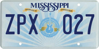 MS license plate ZPX027