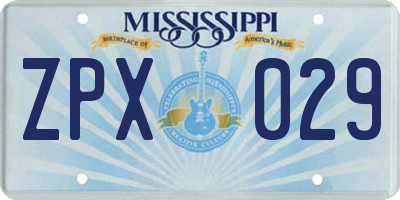 MS license plate ZPX029