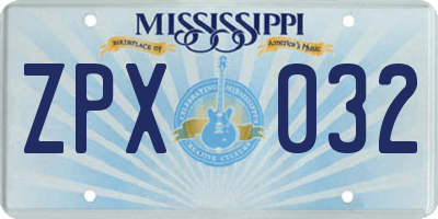 MS license plate ZPX032