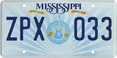 MS license plate ZPX033