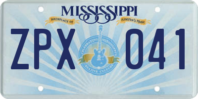 MS license plate ZPX041