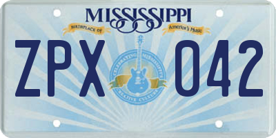 MS license plate ZPX042