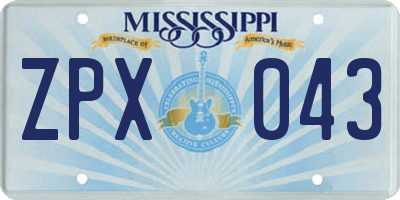 MS license plate ZPX043