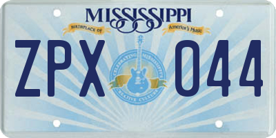 MS license plate ZPX044