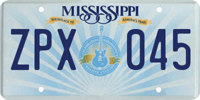 MS license plate ZPX045