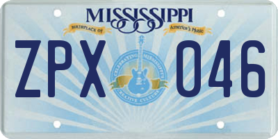 MS license plate ZPX046