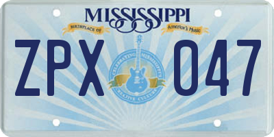 MS license plate ZPX047