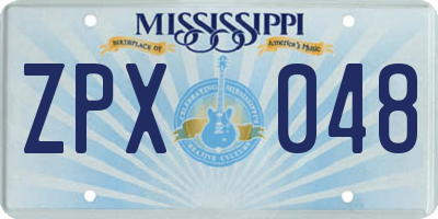 MS license plate ZPX048