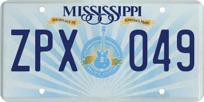 MS license plate ZPX049