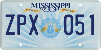 MS license plate ZPX051