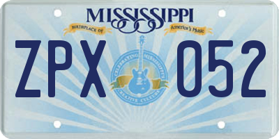 MS license plate ZPX052