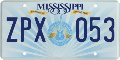 MS license plate ZPX053