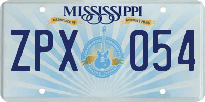 MS license plate ZPX054