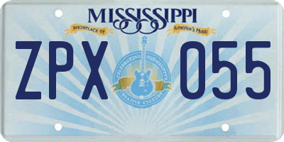 MS license plate ZPX055