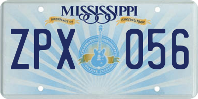 MS license plate ZPX056