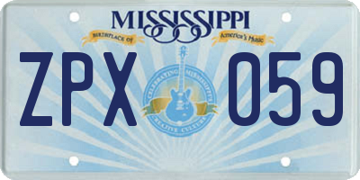 MS license plate ZPX059