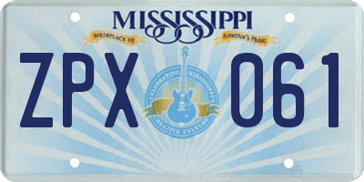 MS license plate ZPX061