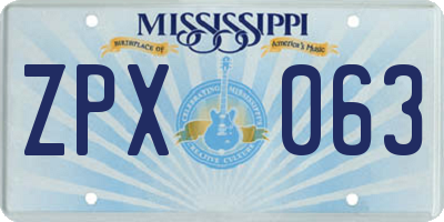 MS license plate ZPX063