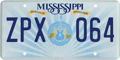 MS license plate ZPX064