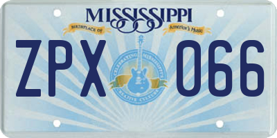 MS license plate ZPX066