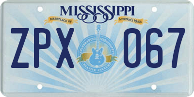 MS license plate ZPX067