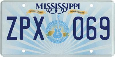 MS license plate ZPX069