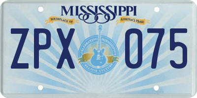 MS license plate ZPX075