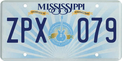 MS license plate ZPX079