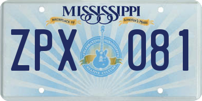 MS license plate ZPX081